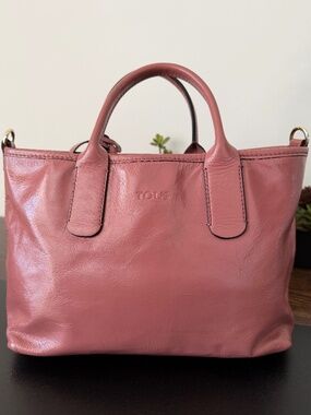 TOUS Pink Leather Tote / Crossbody Bag – Includes Pouch & Strap